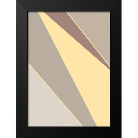Abstract Shapes Yellow Black Modern Wood Framed Art Print by Pictufy Studio
