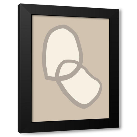Shape 10 Beige Black Modern Wood Framed Art Print by Pictufy Studio