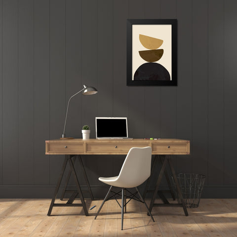 Geometrical Yellow Black Modern Wood Framed Art Print by Pictufy Studio