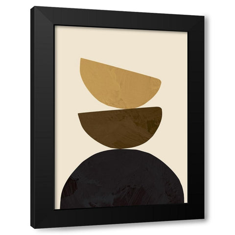 Geometrical Yellow Black Modern Wood Framed Art Print by Pictufy Studio