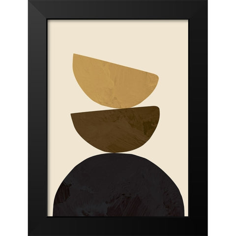 Geometrical Yellow Black Modern Wood Framed Art Print by Pictufy Studio