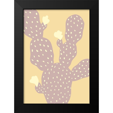 Cactus Yellow Black Modern Wood Framed Art Print by Pictufy Studio