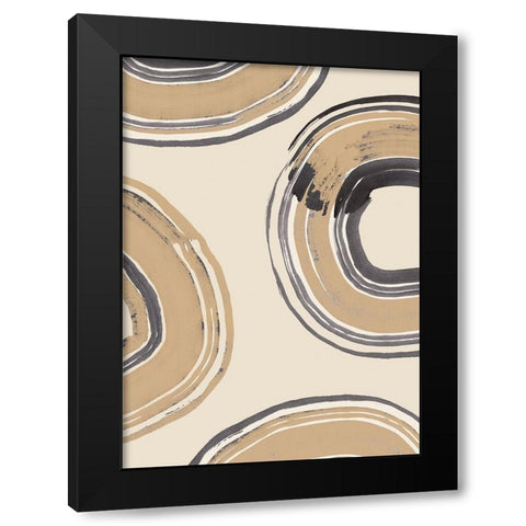 Abstract Circles Black Modern Wood Framed Art Print by Pictufy Studio