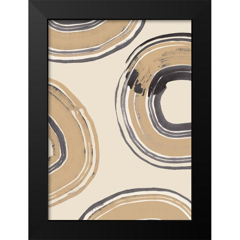 Abstract Circles Black Modern Wood Framed Art Print by Pictufy Studio