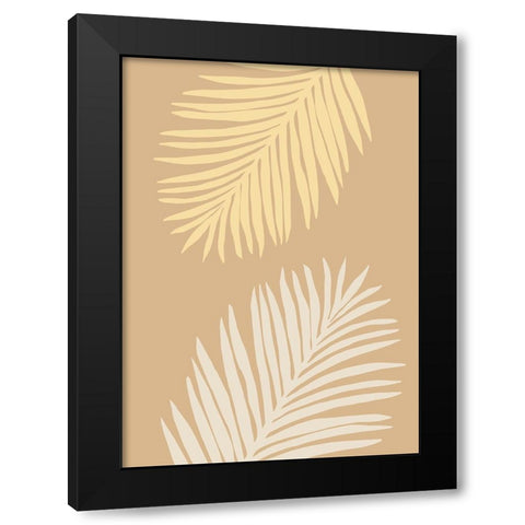 Leaves Yellow Black Modern Wood Framed Art Print with Double Matting by Pictufy Studio
