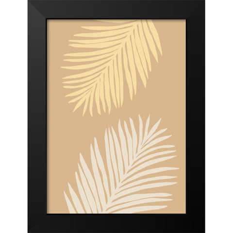 Leaves Yellow Black Modern Wood Framed Art Print by Pictufy Studio