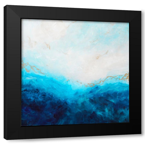 Blue Sea-golden Sunlight 1 Black Modern Wood Framed Art Print by Wattre, Francoise