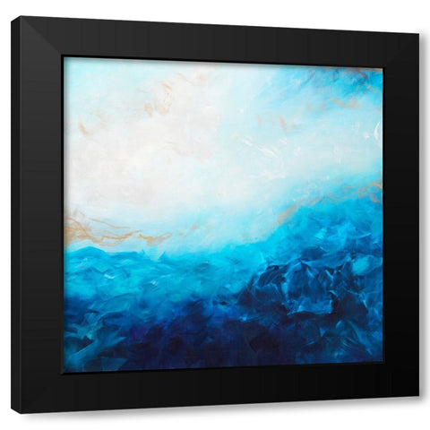 Blue Sea-golden Sunlight 2 Black Modern Wood Framed Art Print with Double Matting by Wattre, Francoise