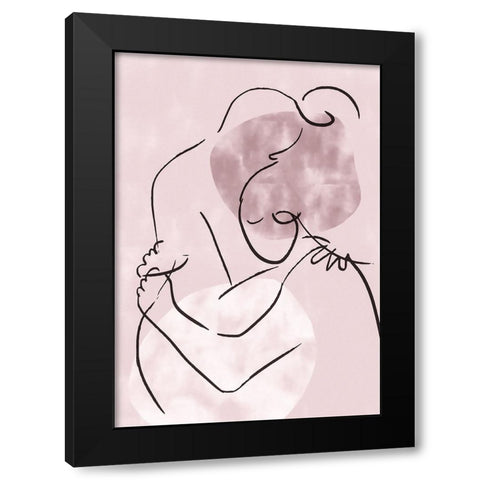 Lovers Hug Black Modern Wood Framed Art Print with Double Matting by Pictufy Studio II