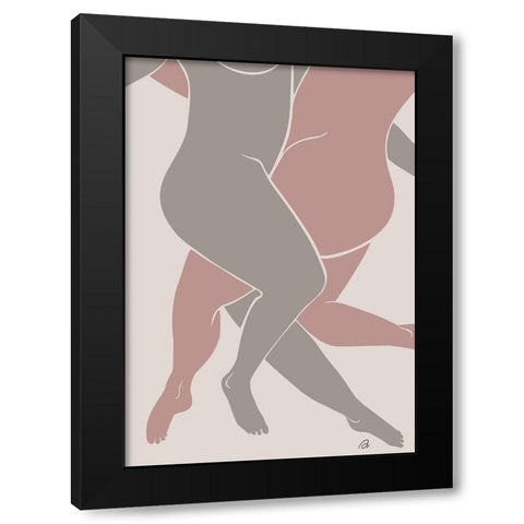 Lovers Pink Black Modern Wood Framed Art Print with Double Matting by Pictufy Studio II