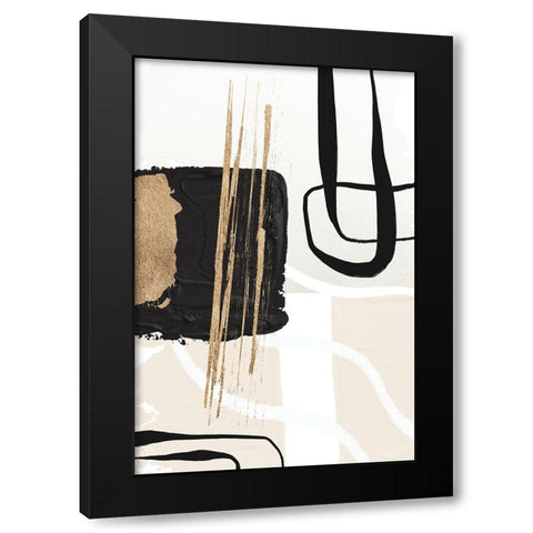Abstract Black and Gold-5 Black Modern Wood Framed Art Print with Double Matting by Moss, Sally Ann