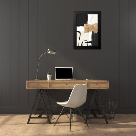 Abstract Black and Gold-4 Black Modern Wood Framed Art Print by Moss, Sally Ann