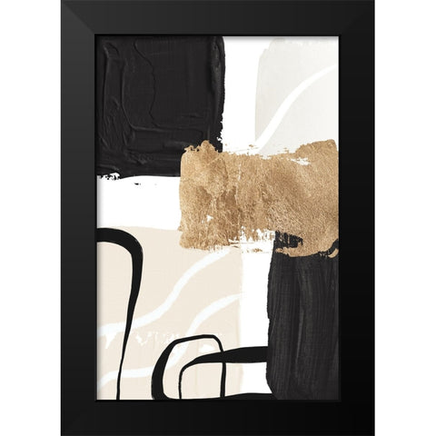 Abstract Black and Gold-4 Black Modern Wood Framed Art Print by Moss, Sally Ann