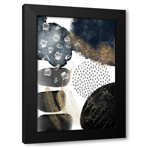 Abstract Black and Gold-2 Black Modern Wood Framed Art Print with Double Matting by Moss, Sally Ann