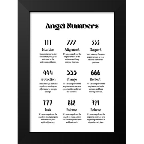 Angel Numbers Black Modern Wood Framed Art Print by Amelie
