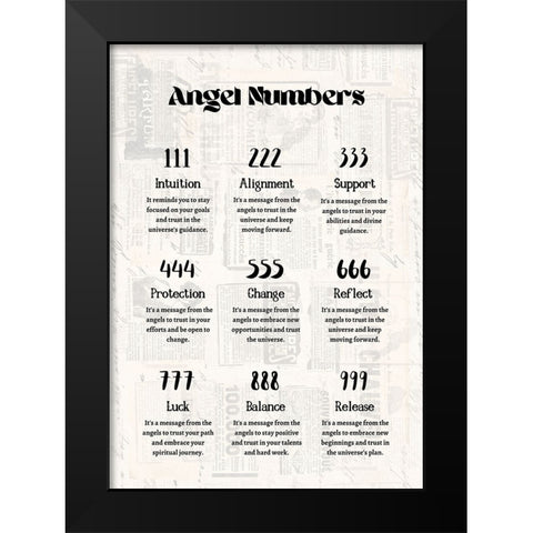 Angel Numbers Black Modern Wood Framed Art Print by Amelie