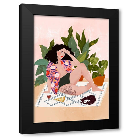 Sunday pizza Black Modern Wood Framed Art Print by Tomljanovic, Maja