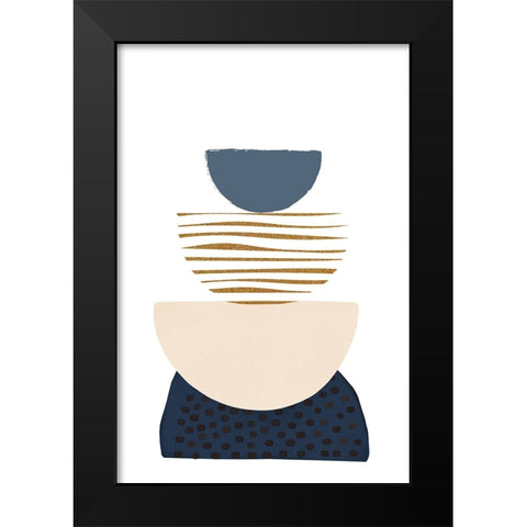 boho blue-3 Black Modern Wood Framed Art Print by Moss, Sally Ann