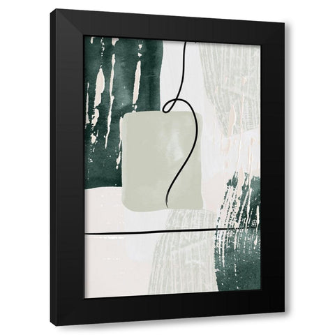 Abstract Shapes in Green-3 Black Modern Wood Framed Art Print by Moss, Sally Ann