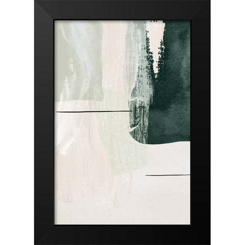 Abstract Shapes in Green-2 Black Modern Wood Framed Art Print by Moss, Sally Ann