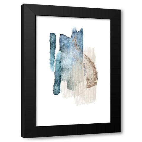 Atlantic Blue Abstract-2 Black Modern Wood Framed Art Print by Moss, Sally Ann