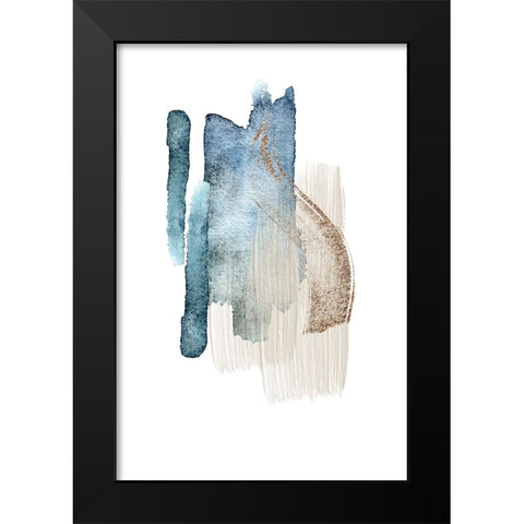 Atlantic Blue Abstract-2 Black Modern Wood Framed Art Print by Moss, Sally Ann