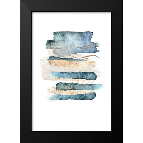 Atlantic Blue Abstract-1 Black Modern Wood Framed Art Print by Moss, Sally Ann
