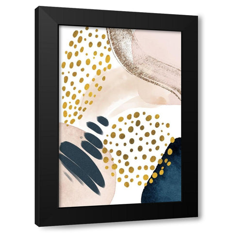 Smooth Abstract-1 Black Modern Wood Framed Art Print with Double Matting by Moss, Sally Ann