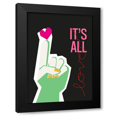 Its All Love Hand Grey Black Modern Wood Framed Art Print with Double Matting by Collett, Frances