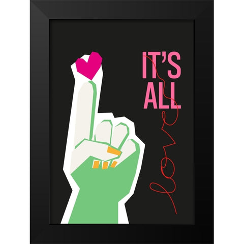 Its All Love Hand Grey Black Modern Wood Framed Art Print by Collett, Frances