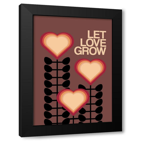 Let Love Grow Brown Black Modern Wood Framed Art Print by Collett, Frances