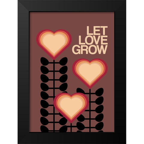 Let Love Grow Brown Black Modern Wood Framed Art Print by Collett, Frances