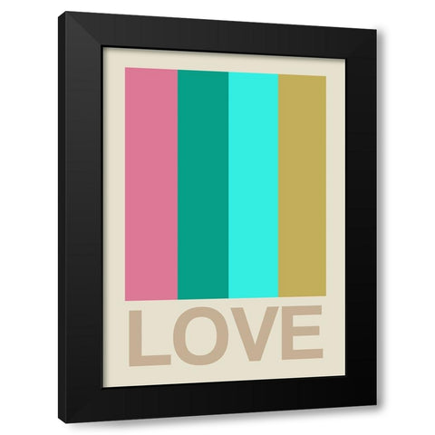 Retro Stripe LOVE CItrus Black Modern Wood Framed Art Print with Double Matting by Collett, Frances