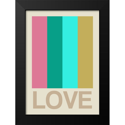 Retro Stripe LOVE CItrus Black Modern Wood Framed Art Print by Collett, Frances