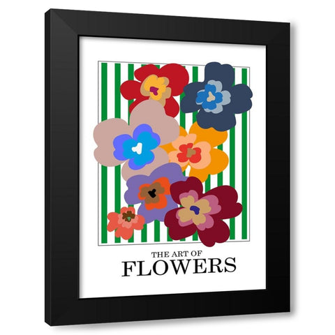 The Art Of Flowers Green Stripe Black Modern Wood Framed Art Print by Collett, Frances