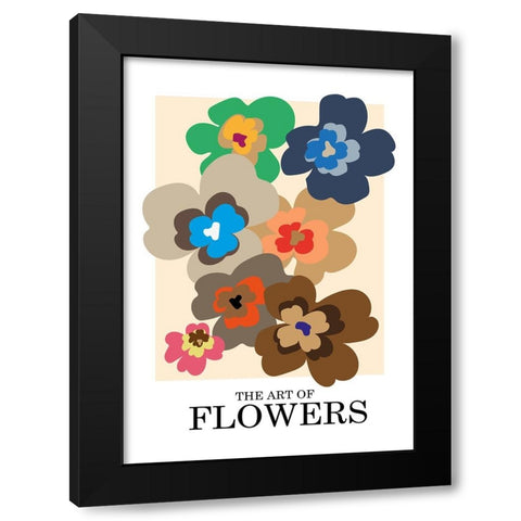 The Art Of Flowers Pink Black Modern Wood Framed Art Print with Double Matting by Collett, Frances