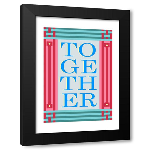 Together Blue Black Modern Wood Framed Art Print with Double Matting by Collett, Frances