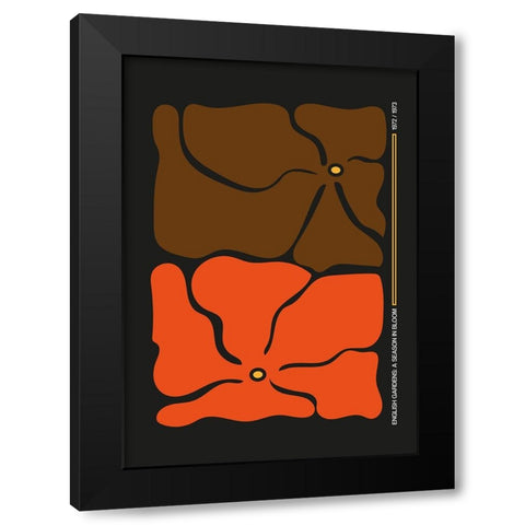 Two By Two Flower Grey/Orange Black Modern Wood Framed Art Print with Double Matting by Collett, Frances
