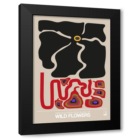 The Illustrated Book Of Wild Flowers Vol.1 Greige Black Modern Wood Framed Art Print by Collett, Frances