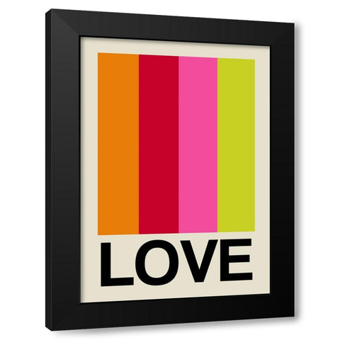 Retro Stripe LOVE Fruit Black Modern Wood Framed Art Print by Collett, Frances