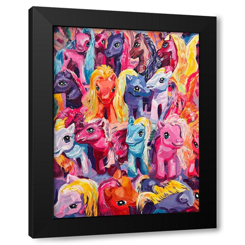 Ponies Black Modern Wood Framed Art Print by Key and Sea