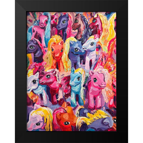Ponies Black Modern Wood Framed Art Print by Key and Sea