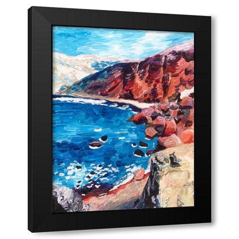 Red Sand Beach Black Modern Wood Framed Art Print by Key and Sea