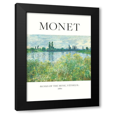 Banks Of The Seine Black Modern Wood Framed Art Print with Double Matting by Pictufy