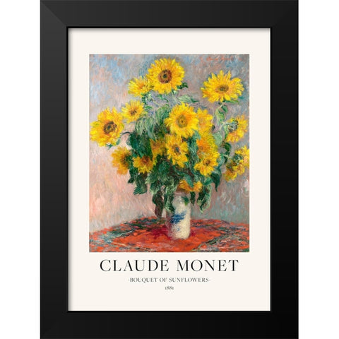Bouquet Of Sunflowers Black Modern Wood Framed Art Print by Pictufy