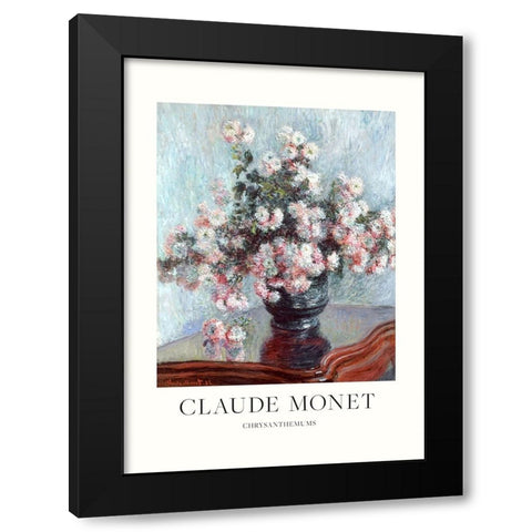 Chrysanthemums Black Modern Wood Framed Art Print by Pictufy