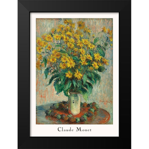 Jerusalem Artichoke Flowers Black Modern Wood Framed Art Print by Pictufy