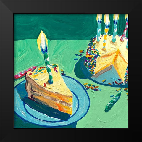 Birthday Cake Black Modern Wood Framed Art Print by Key and Sea