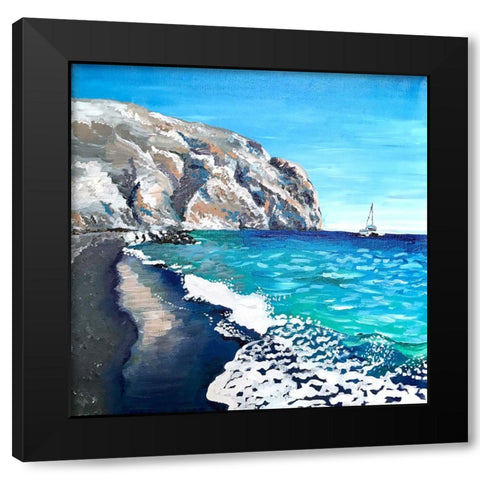 Black Sand Beach Black Modern Wood Framed Art Print by Key and Sea