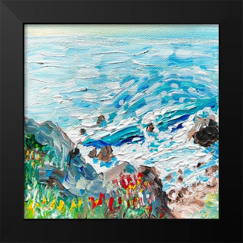 Coastline Black Modern Wood Framed Art Print by Key and Sea